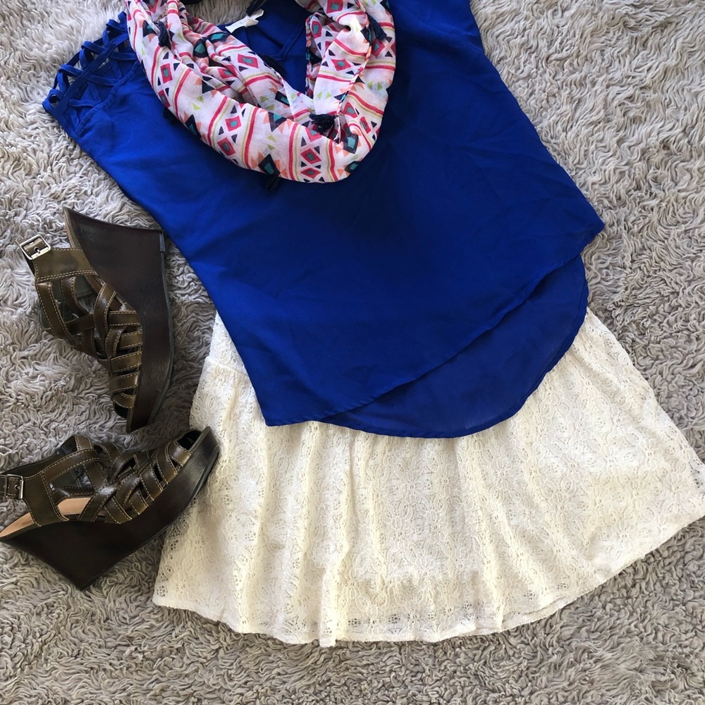 Cream Lace Mini Skirt